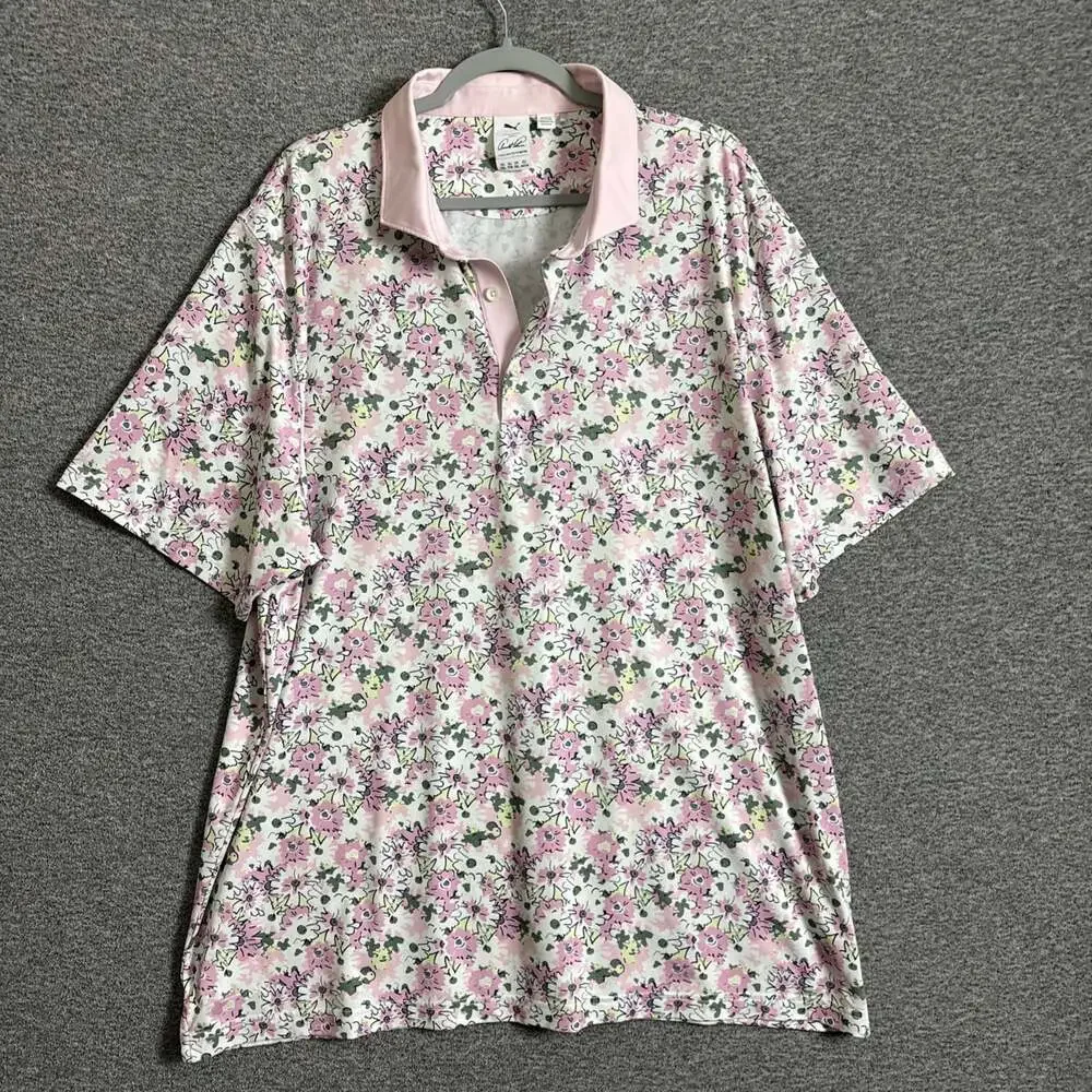 Puma x Arnold Palmer Men's XXL Floral Print Short Sleeve Performance Polo Shirt
